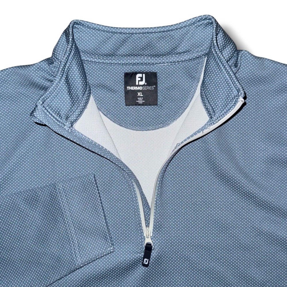 FootJoy ThermoSeries Mens XL Blue Grey Micro Dot Quarter Zip Golf Pullover